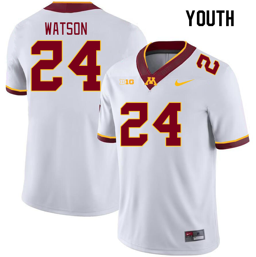 Youth #24 Tariq Watson Minnesota Golden Gophers College Football Jerseys Stitched-White